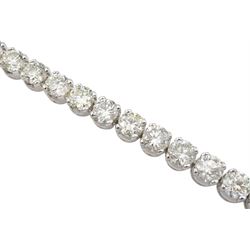 18ct white gold round brilliant cut diamond line bracelet, stamped 750, with London assay mark, total diamond weight approx 16.60 carat