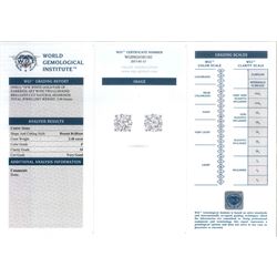 Pair of 18ct white gold round brilliant cut diamond earrings, total diamond weight 2.48 carat, with World Gemological Institute report