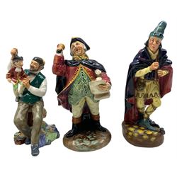 Royal Doulton figure 'The Puppet Maker' HN2253, 'Town Cryer' HN2119, 'The Pied Piper' HN2012 max H23cm (3)