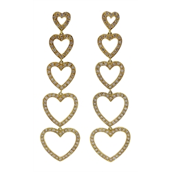 Pair of 18ct gold diamond graduating heart pendant earrings