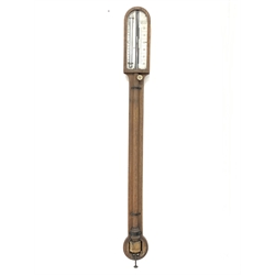 Victorian oak cased mercury stick barometer by 'J. Casartelli, 43 Market St. Manchester', H92cm
