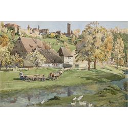Arthur Gair Wilkinson (British 1882-1957): 'Old Farm Rothenburg', watercolour signed, titled on label verso 36cm x 54cm 
Provenance: exh. The Fine Art Society, London, June 1936, label verso