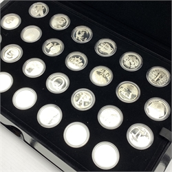 The Royal Mint 'The Great British Coin Hunt Quintessentially British' A to Z twenty-six piece cased set of silver proof ten pence coins, with outer box, no certificates