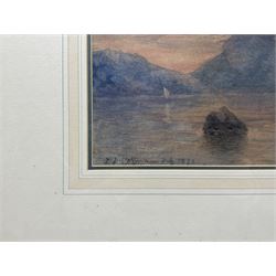 John Joseph Cotman (British 1814-1878): 'Scene on the Coast of Spain, watercolour signed and dated 1871, inscribed 'from a drawing by John Hayter, an officer of Her Majesties Royal Marines' verso 27cm x 56cm