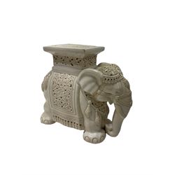 Ivory finish ceramic elephant seat