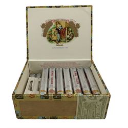 Sixteen Romeo y Julieta Romeo No.1 cigars in tubes and in an opened Romeo y julieta box