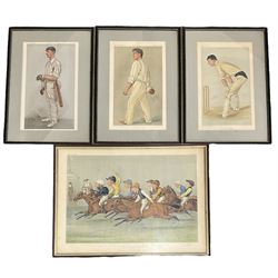 After Sir Leslie Matthew 'Spy' Ward (British 1851-1922): Set six 19th century Vanity Fair lithographs of 'Statesmen', set three of Cricketers and 'The Winning Post' lithograph after 'Lib', together with three other prints max 33cm x 50cm (13)
