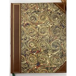 Facsimile edition of Darwin's 'Zoology of the Voyage of H.M.S. Beagle' four volumes published 1994 in a limited edition 940/1000, half calf and marbled boards housed in a pine table top bookcase with adjustable lectern top W36cm