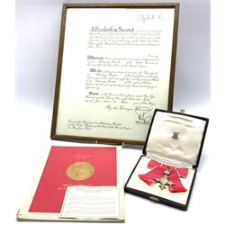 OBE Civil Division awarded to Jane Field 1954, cased, with  framed certificate and booklet