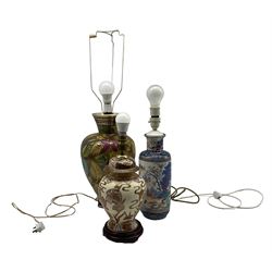 Booths vase column table lamp, modern Chinese table lamp and one other (3)