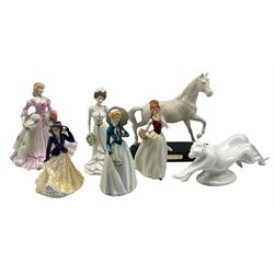 Royal Doulton 'Spirit of the Wind' horse model, Coalport Classic Elegance 'A Special Gift', Royal Worcester Annabel, Golden Age Charlotte etc in one box