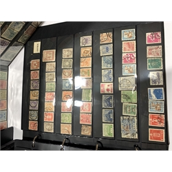 Three well filled ring binder albums containing 19th Century and later stamps, including France, Cameroons, Dominica, French Morocco, Senegal, Federated Malay States, Greece, Haiti, India, Italy, Jamaica, Liberia etc
