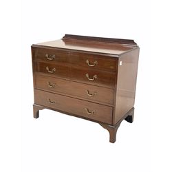Edwardian mahogany chest, the raised back with Greek key carving over four long graduated drawers, raised on bracket supports W92cm, H84cm, D50cm