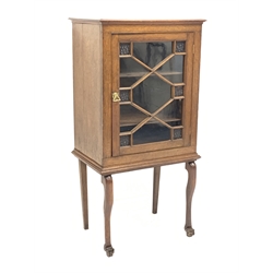 Late 19th century and later walnut cabinet on legs enclosed by single astragal glazed door, W67cm, H132cm, D45cm