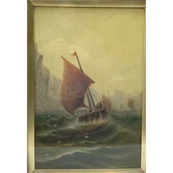 W. Crampton (British 19th/ early 20th century): Fishing Boats off Sore in Stormy Weather and Sorting the Nets off Shore, pair of oils on board, signed 45cm x 30cm (2)