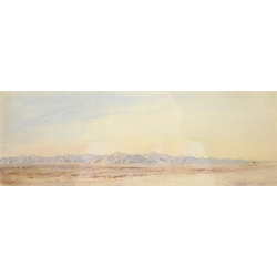 Circle of Edward Lear (British 1812-1888): North African Desert Scene, watercolour unsigned 12cm x 34cm