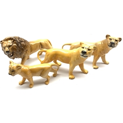 Beswick model of a Lion No. 2089, two Lionesses No. 2097 and a Lion Cub No. 2098