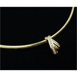 14ct gold diamond pendant necklace, the detachable pendant channel set with seventeen round brilliant cut diamonds, stamped 14K 585