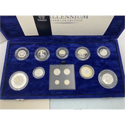 The Royal Mint United Kingdom 2000 silver proof Millennium coin collection, including Maundy coins, number 2264, cased with certificate