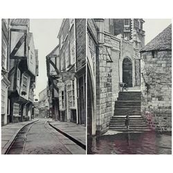 Stuart Walton (Northern British 1933-): The Shambles, and Steps leading from Wellington Row beneath Lendal Bridge to the River Ouse York, pair limited edition monochrome prints signed with initials and dated '78 in pencil, 28cm x 18cm (2)