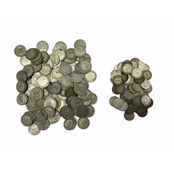 Approximately 370 grams of Great British pre 1947 silver sixpence and threepence coins