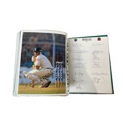 County Cricket - various autographs and signatures including Hugh Morris, Matthew Maynard, Liam Botham, Jack Simmonds, Andrew Flintoff, Muttiah Muralitharan etc, in one folder