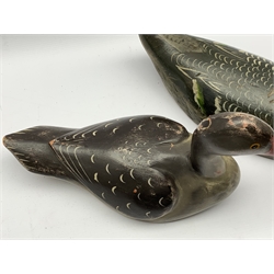 Two 20th century carved and painted Decoy ducks, L35cm max