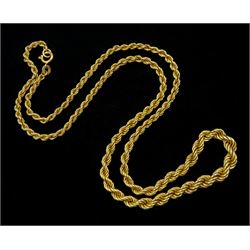 18ct gold graduating rope twist necklace, Birmingham import mark 1963