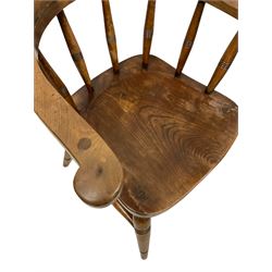 19th century elm and beech smokers bow armchair 