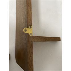Yorkshire oak - pair oak wall shelves, rectangular tops with rounded corners on shaped brackets