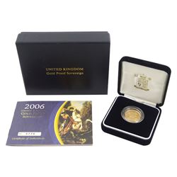 Queen Elizabeth II 2006 gold proof full sovereign coin, cased with certificate