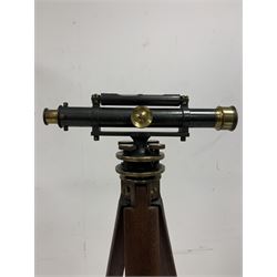 J & W E Archbutt, brass mounted theodolite, numbered 1413, housed in original mahogany case, together with mahogany and brass folding tripod floor stand (2)