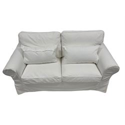 White two seater sofa 'EKTORP' from Ikea, upholstered in white fabric 