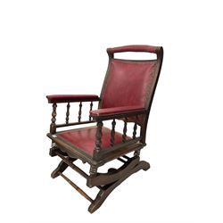 American style rocking chair in red leather 