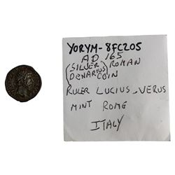 Sixteen silver Roman Denarius coins to include three Vespasian, four Hadrian, Marcus Aurelius, Trajan, Lucius Verus, Antonius Pius and three Republican Denarii one being Mark Antony, some with York Museum correspondence numbers (16)