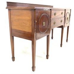 Waring & Gillows - Early 20th century Georgian style mahogany sideboard, carved raised back over two cupboards and two drawers, raised on square tapered supports with peg feet, makers name stamped on lock, drawer and with a makers badge also W168cm, H103cm, D56cm