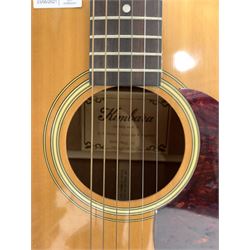 Kimbara acoustic guitar model D-701 with mahogany back and sides, chrome tuners, in soft case