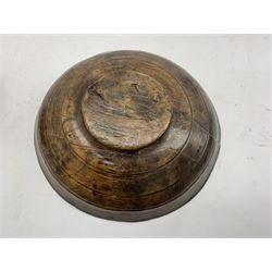 19th Century sycamore dairy bowl D26cm and a smaller bowl D20cm