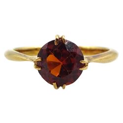 18ct gold single stone hessonite garnet ring