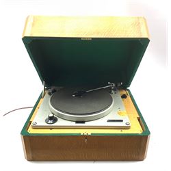 Connoisseur three speed variable record deck housed in oak case with canted corners, L51cm x H25cm 