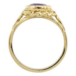 9ct gold single stone oval amethyst ring, Birmingham assay mark