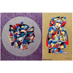 Anatole Krasnyansky (Ukraine/American 1930-): 'Musical Sphere' and 'Brass Trio', two limited edition colour serigraphs the latter numbered EA 13/50 max 64cm x 61cm (2)