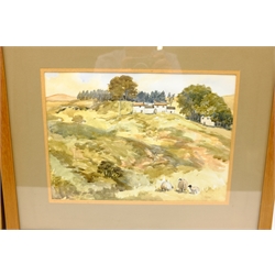 Frederick (Fred) E Bolt (British 1868-1944): 'Lilac Time', watercolour signed, original title label verso 18cm x 23cm and Stanley Trainor (British 20th century): 'White Wells, Ilkley', watercolour signed, titled verso with artist's address label 25cm x 35cm Notes: Bolt was a member of the Bristol Savages, elected 1909