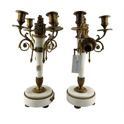 Pair of clock garniture candelabra H38cm