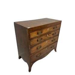 Early 19th century mahogany chest of drawers, fitted with four graduated drawers, raised on splayed supports 