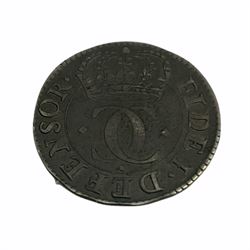 Charles I (1625-1649) pattern halfgroat, Briot's first milled issue, obverse reads 'ANG.SCO.FR.ET.HIB.REX.CAR.DG', rare