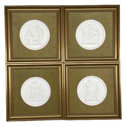 Set of four Royal Copenhagen four seasons plaques D14cm, framed, 