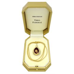 Silver-gilt single stone diamond 'Ruby Rose Pendant' by Theo Faberge, no. 33, Birmingham 2014, on silver-gilt chain necklace, boxed with certificate