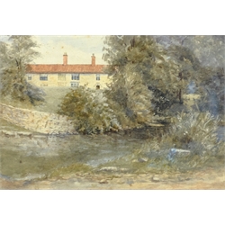 M Myers (British early 20th century): 'Steeton Hall' Keighley, watercolour signed titled and dated '99, and The Farm Pond, watercolour signed A Douglas, max 27cm x 38cm (2)