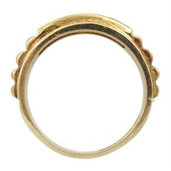 9ct gold gypsy set three stone cubic zirconia ring, hallmarked